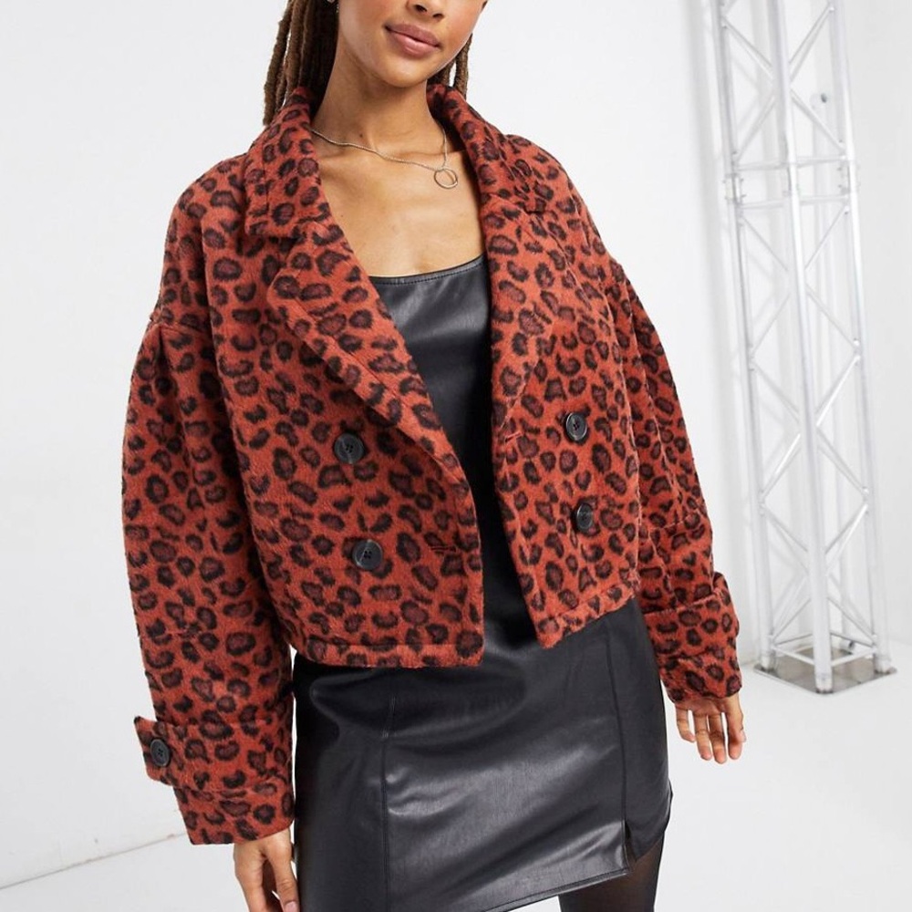 BB Dakota Jacket Women’s Size Medium Leopard Brushed Jacquard Coat Rust Orange M